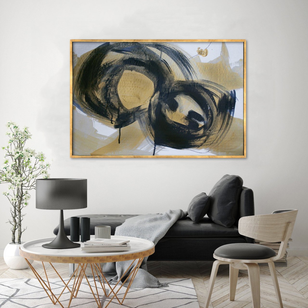 Brown Black Abstract Yağlı Boya Dokulu Tablo