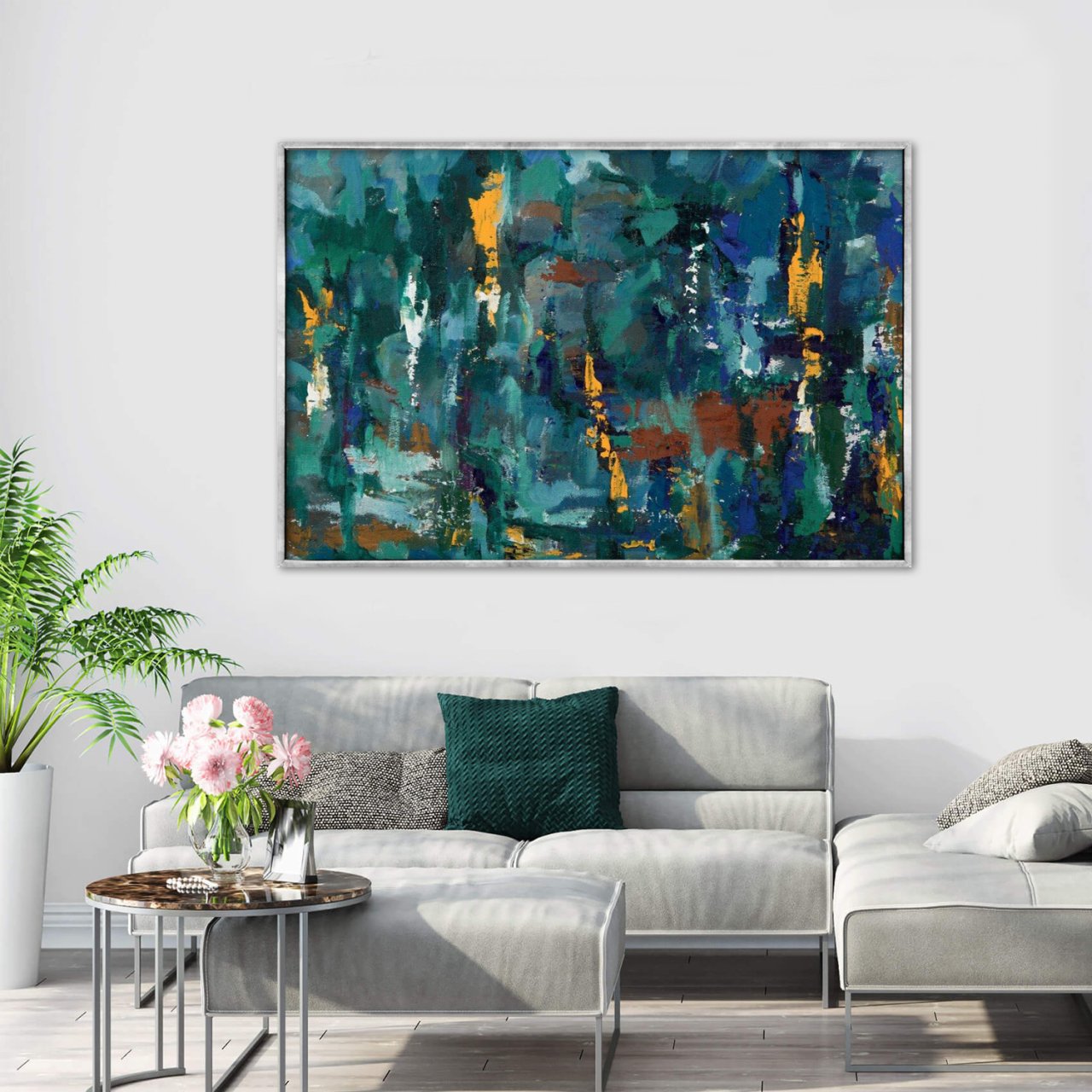 Abstract Orange Touches Yağlı Boya Dokulu Tablo