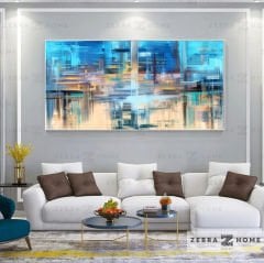 Blue Abstract Yağlı Boya Dokulu Tablo