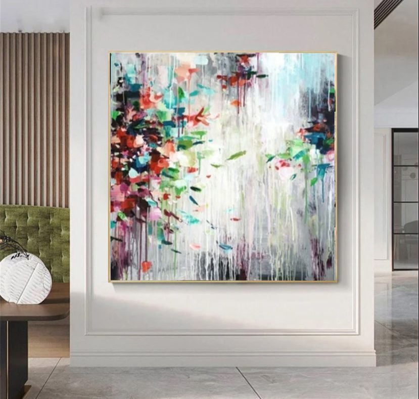 Renkli Yapraklar Yağlı Boya Dokulu Tablo