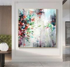 Renkli Yapraklar Yağlı Boya Dokulu Tablo