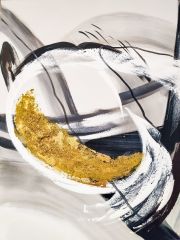 Gold Varaklı Soyut Yağlı Boya Dokulu Tablo