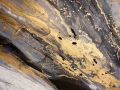 Gold Varaklı Siyah Ve Gri Dokulu Yağlı Boya