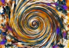 Abstract Sun Mavi Ve Mor Detaylı Yağlı Boya Dokulu Tablo