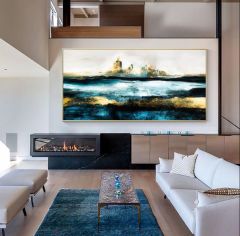 Blue Sea Abstract Yağlı Boya Dokulu Tablo