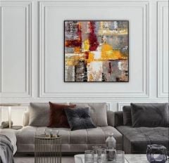 Red on Gri Yağlı Boya Dokulu Tablo