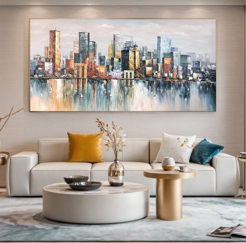 Yağlı Boya Dokulu Şehir Tablo