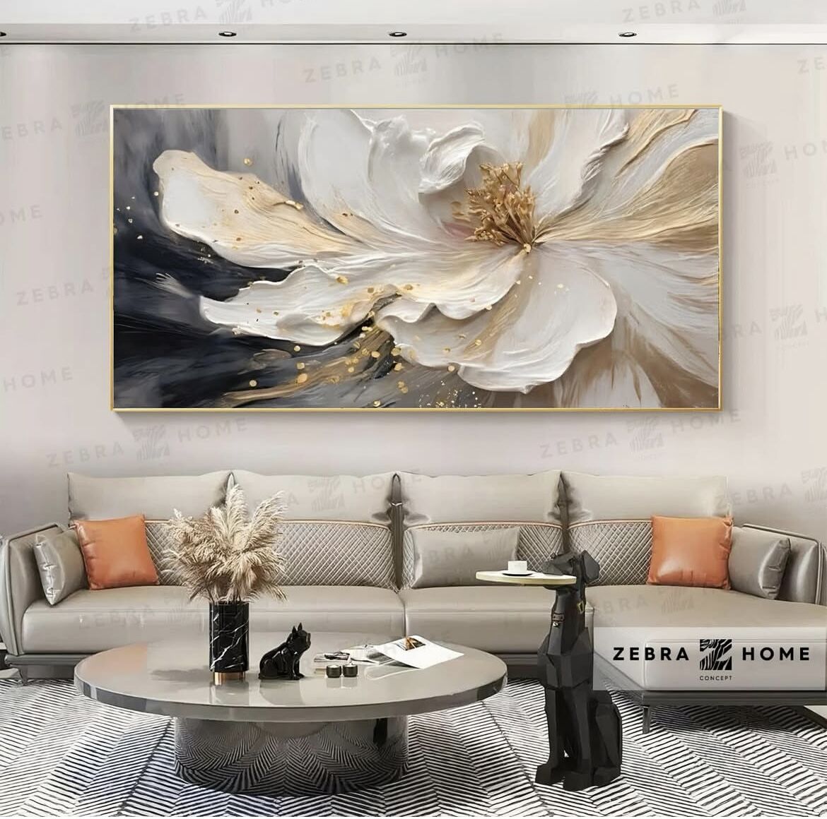 Yağlı Boya Dokulu Çiçek Tablo