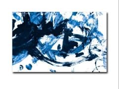 Blue Navy Abstract Yağlı Boya Dokulu Tablo