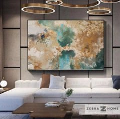 Gold Blue Absract Yağlı Boya Tablo