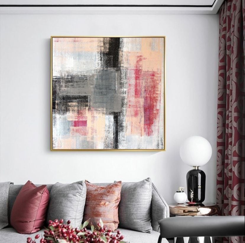 Çizgisel Görünümlü Yağlı Boya Dokulu Tablo