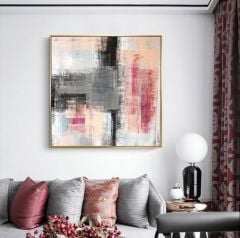 Çizgisel Görünümlü Yağlı Boya Dokulu Tablo