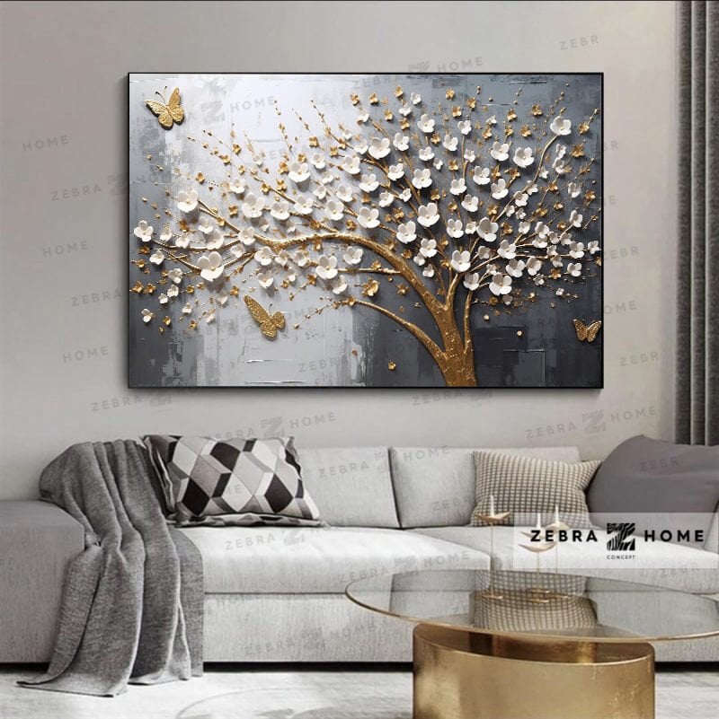 Yağlı Boya Dokulu Çiçek Tablo