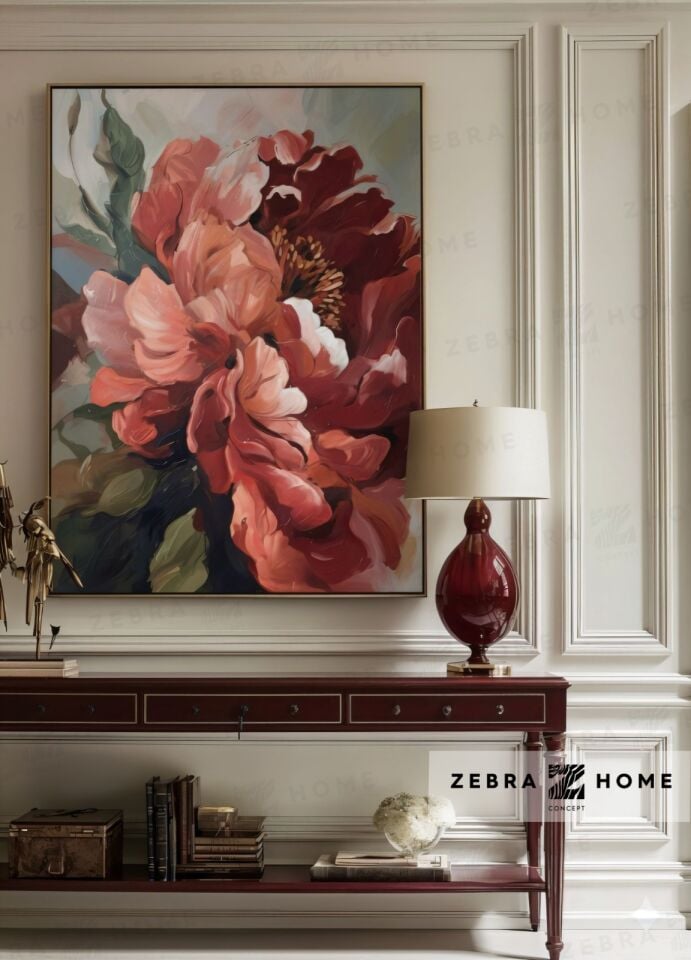 Yağlı Boya Dokulu Çiçek Tablo