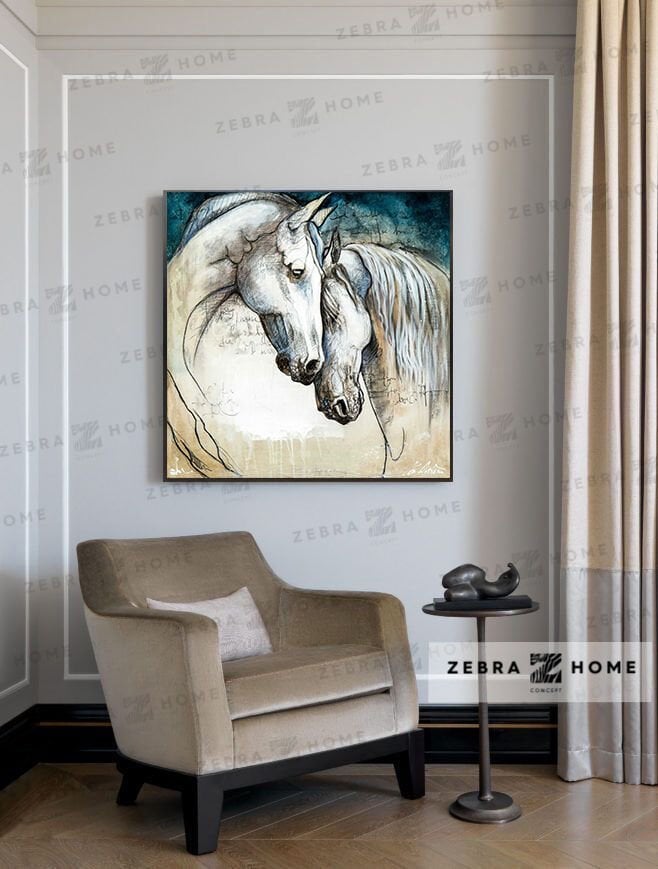 Yağlı Boya Dokulu At Tablo