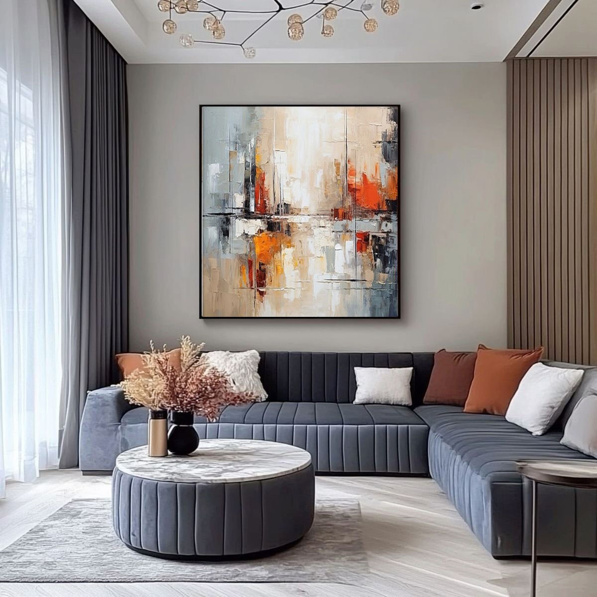 Yağlı Boya Dokulu Soyut Tablo