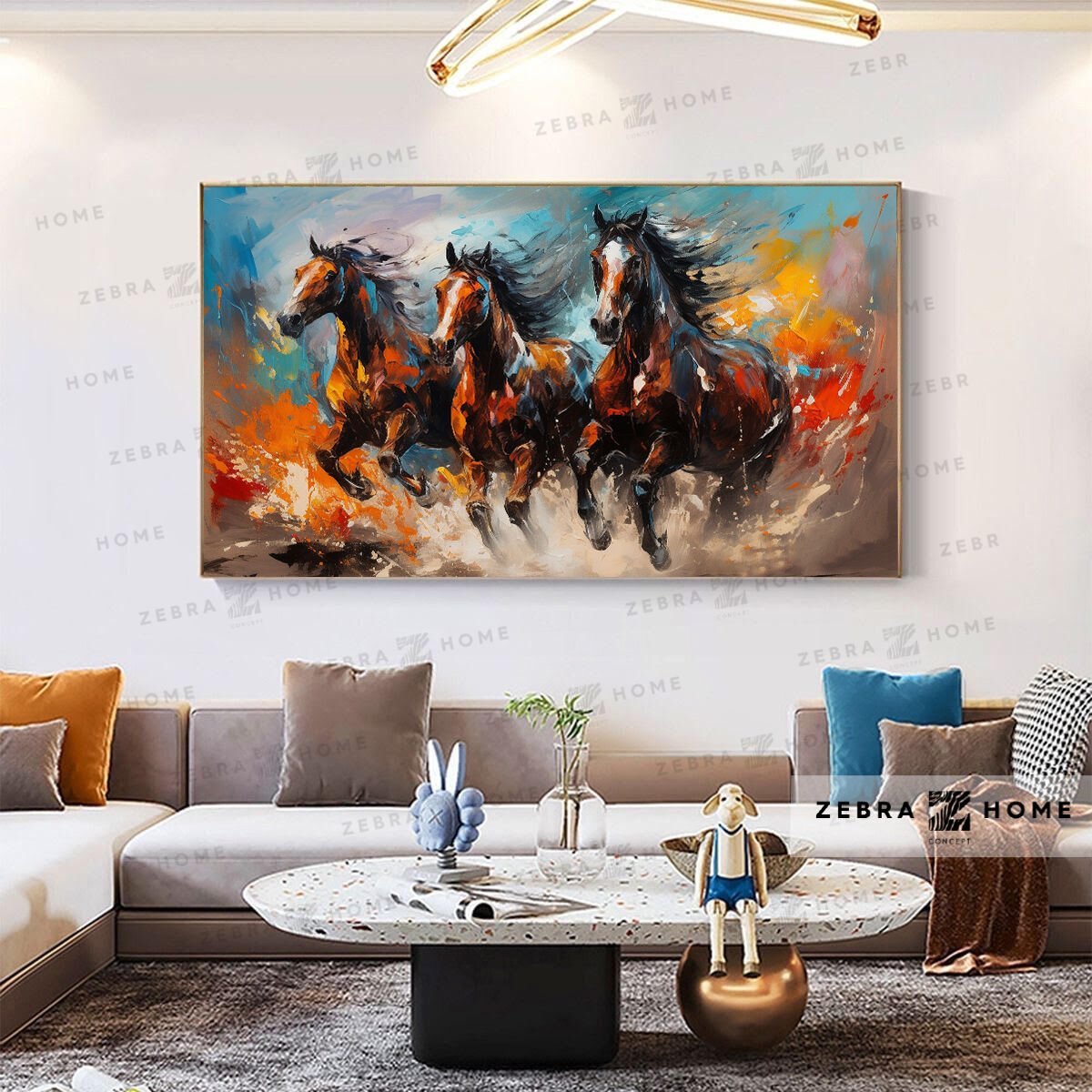 Yağlı Boya Dokulu At Tablo