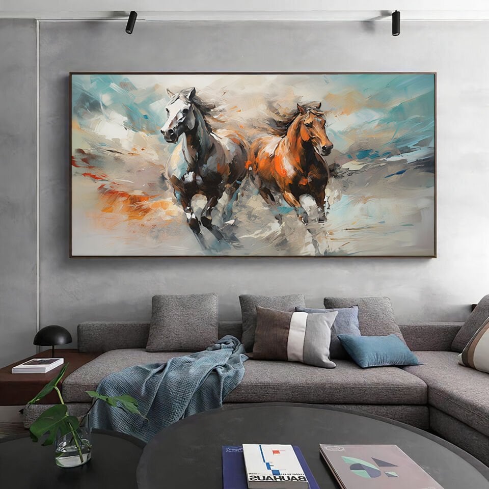 Yağlı Boya Dokulu At Tablo