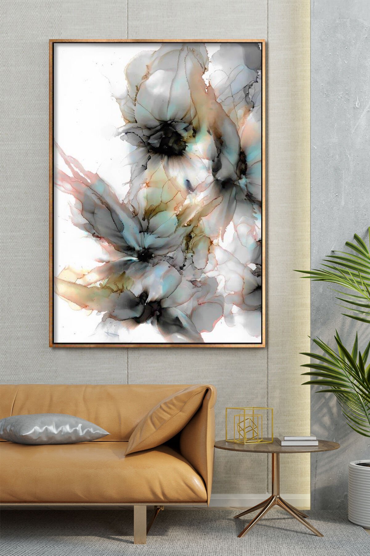 Yağlıboya Dokulu Çiçek Tablo