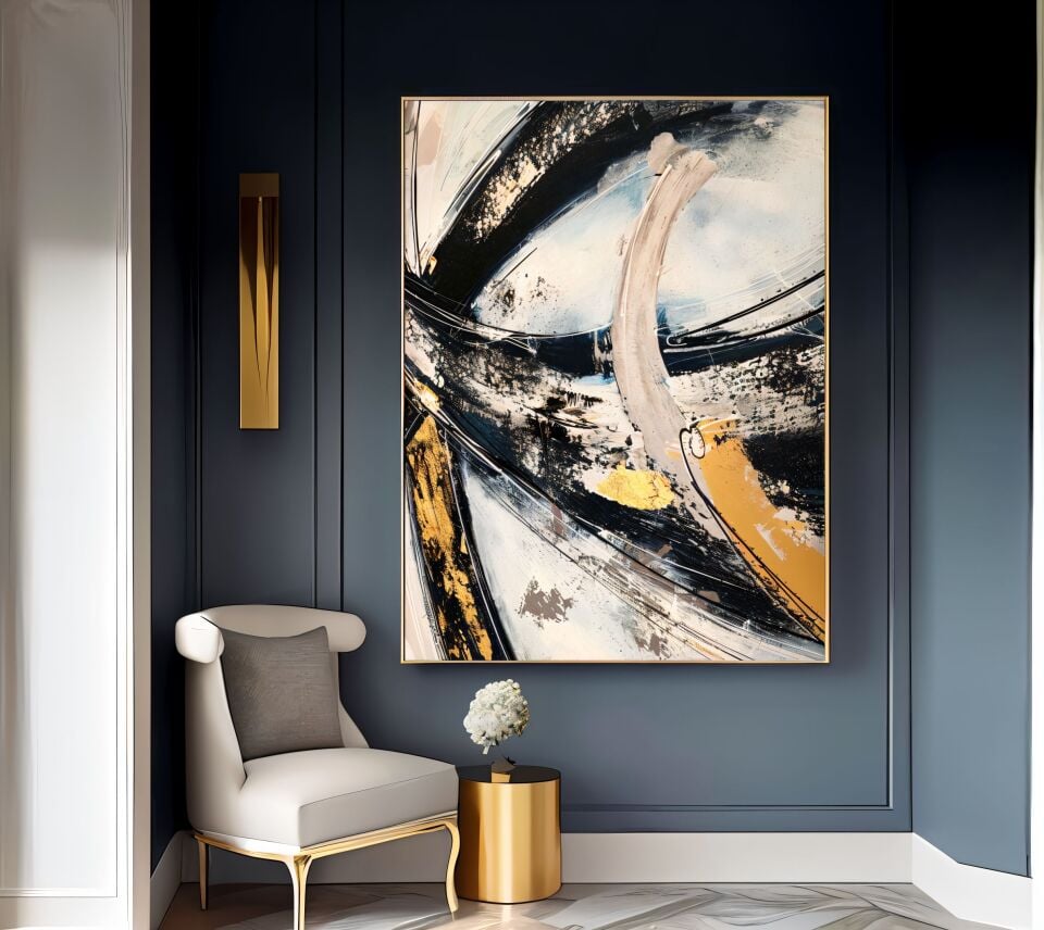 Yağlı boya dokulu soyut tablo