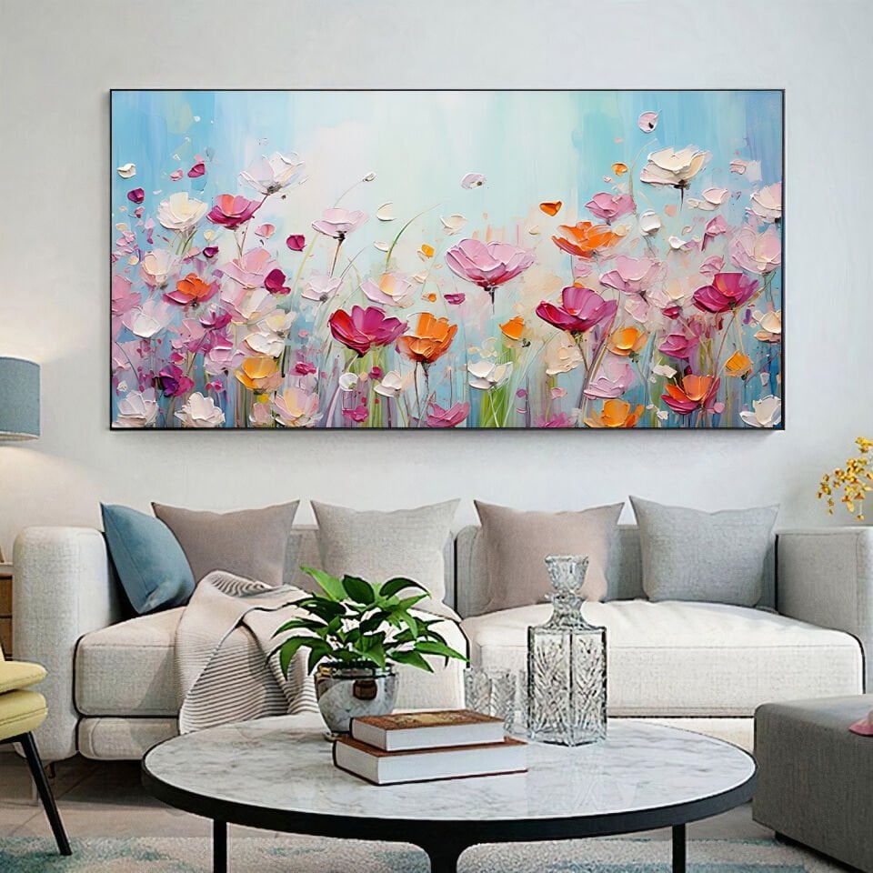 Yağlı Boya Dokulu Çiçek Tablo