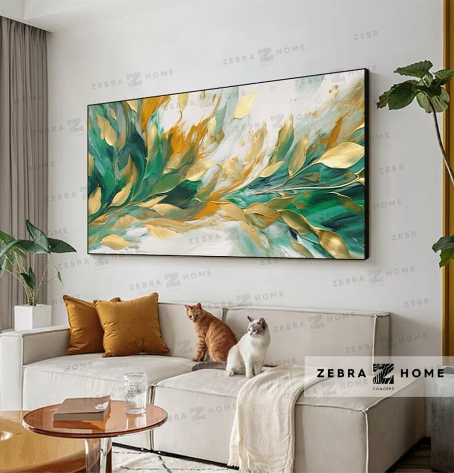 Yağlı Boya Dokulu Yaprak Tablo