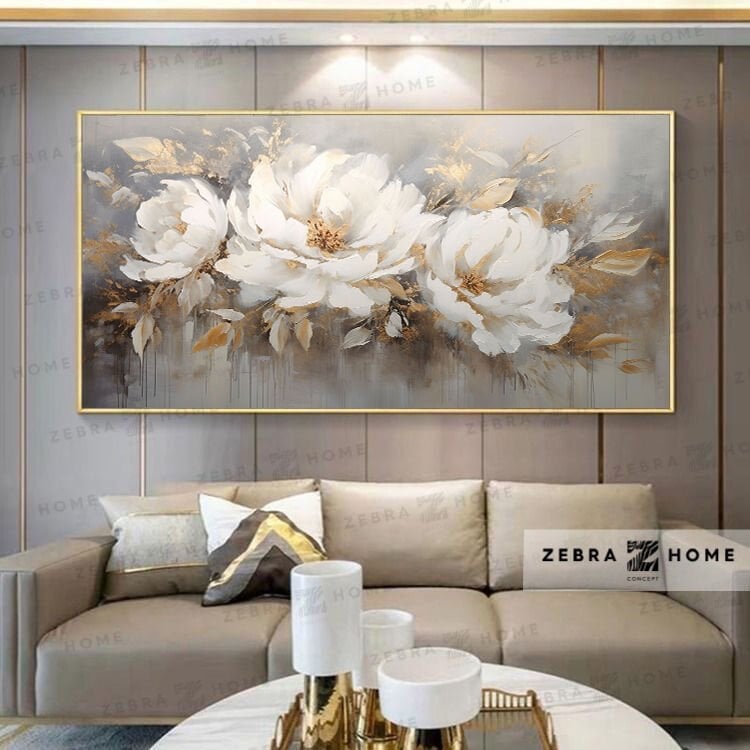 Yağlı Boya Dokulu Çiçek Tablo