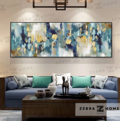 Blue And Gold Yağlı Boya Dokulu Tablo