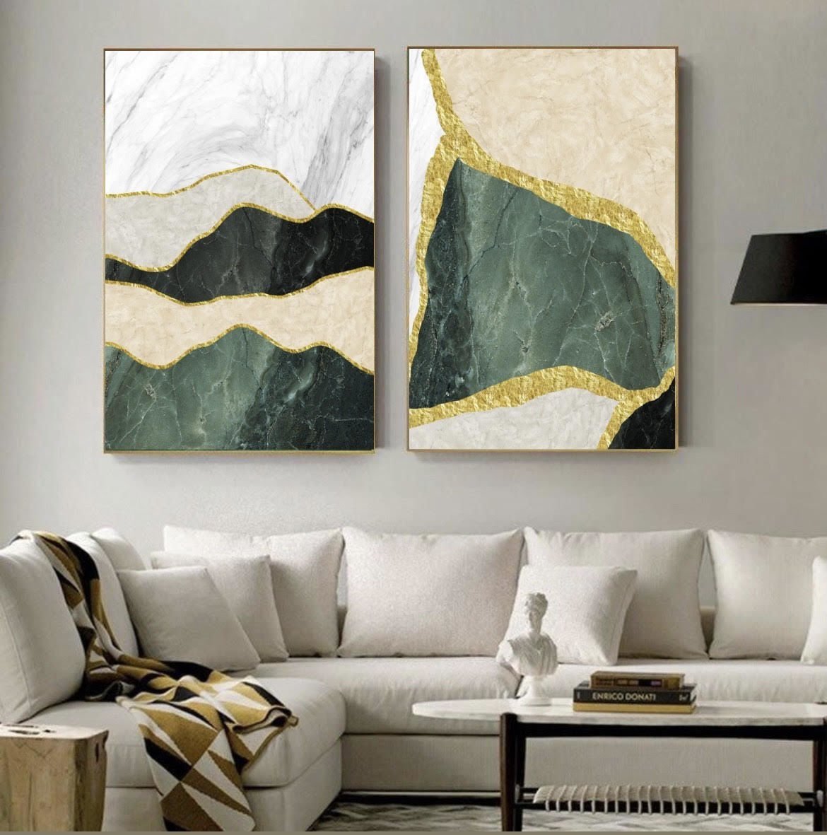 Abstract Green Yağlı Boya Dokulu Tablo