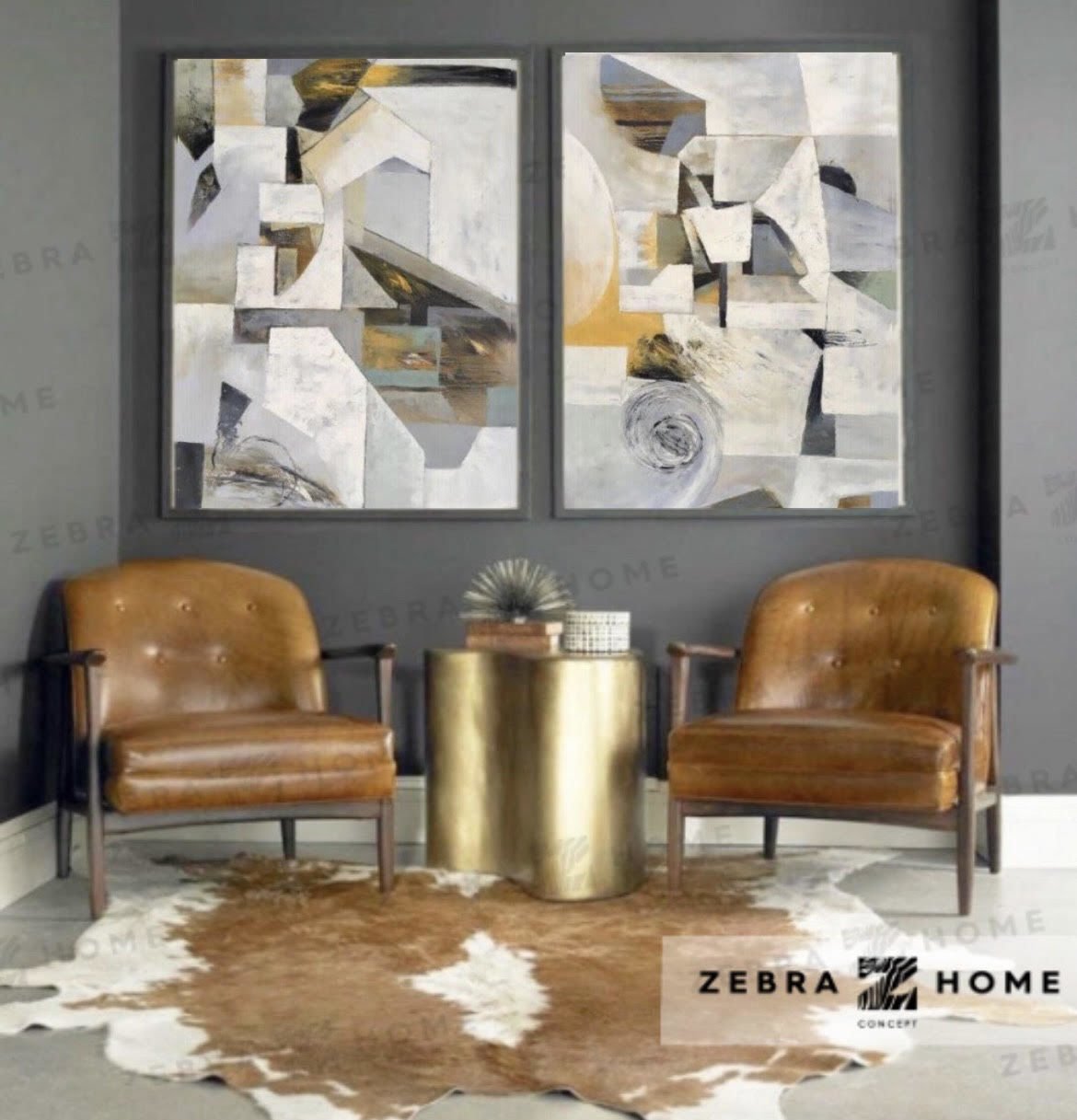 Asimetrik Gold Siyah Yağlı Boya Dokulu Tablo