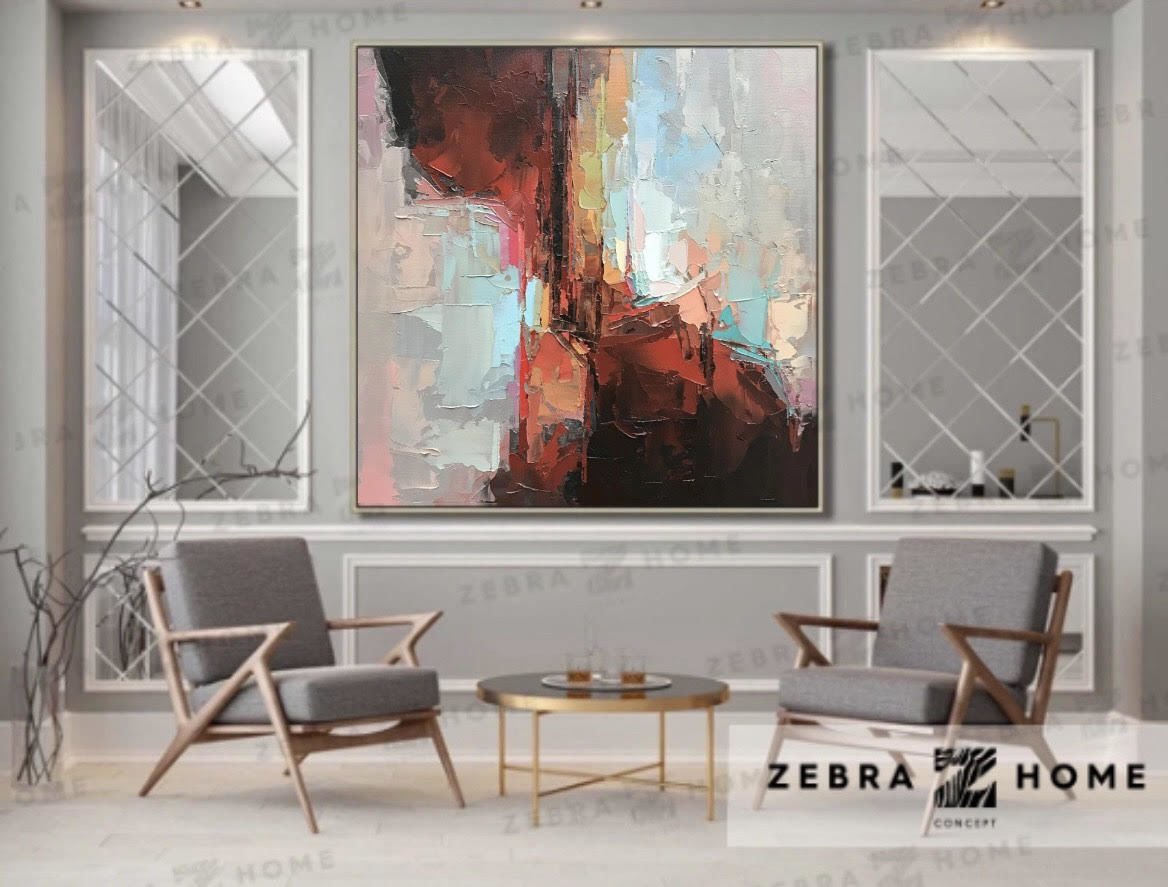 Red Tornado Abstract Yağlı Boya Dokulu Tablo