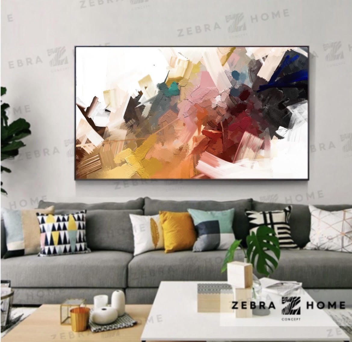 Soyut Fırça Darbeleri Yağlı Boya Dokulu Tablo