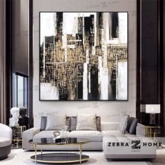 Black Bars Yağlı Boya Dokulu Tablo