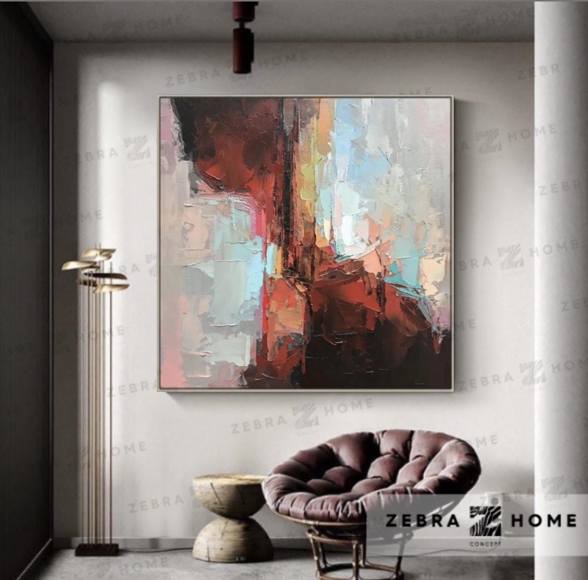 Red Tornado Abstract Yağlı Boya Dokulu Tablo