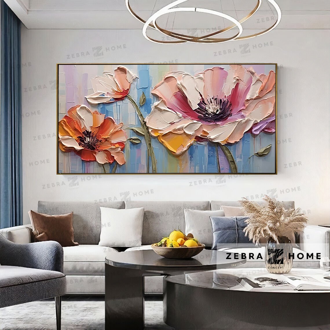 Yağlı Boya Dokulu Çiçek Tablo