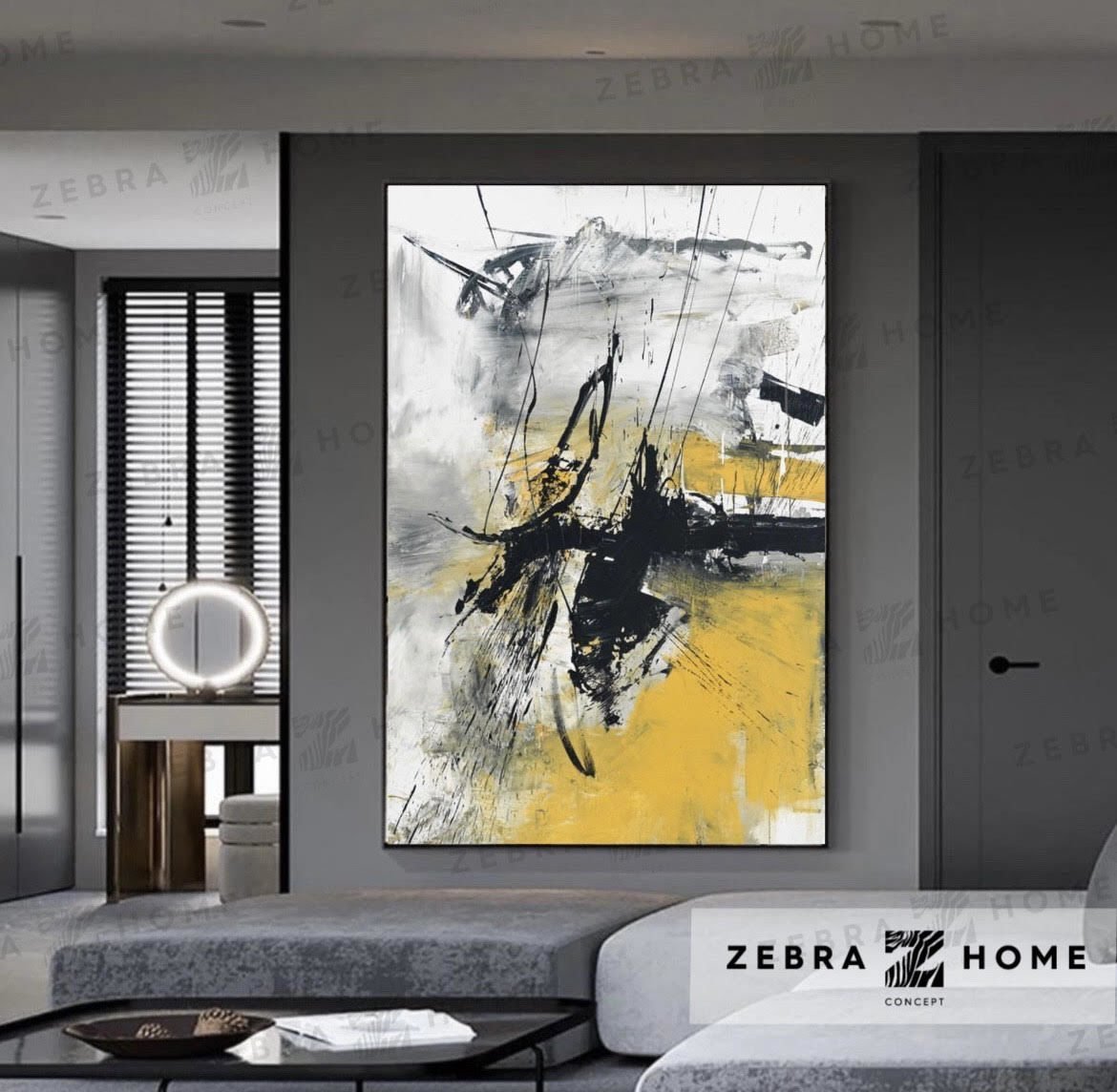 Siyah Gold Varaklı Soyut Yağlı Boya Dokulu Tablo