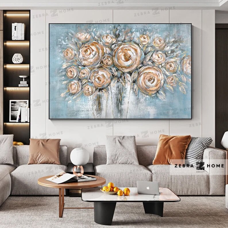 Yağlı Boya Dokulu Çiçek Tablo