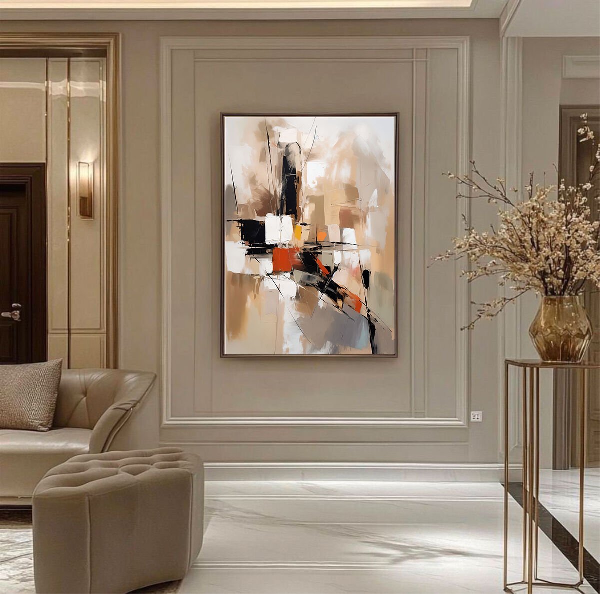 Yağlı Boya Dokulu Soyut Tablo