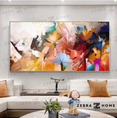 Pastel Çiçekler Yağlı Boya Dokulu Tablo