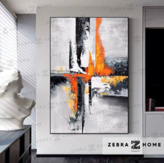 Orange Abstract Yağlı Boya Dokulu Tablo