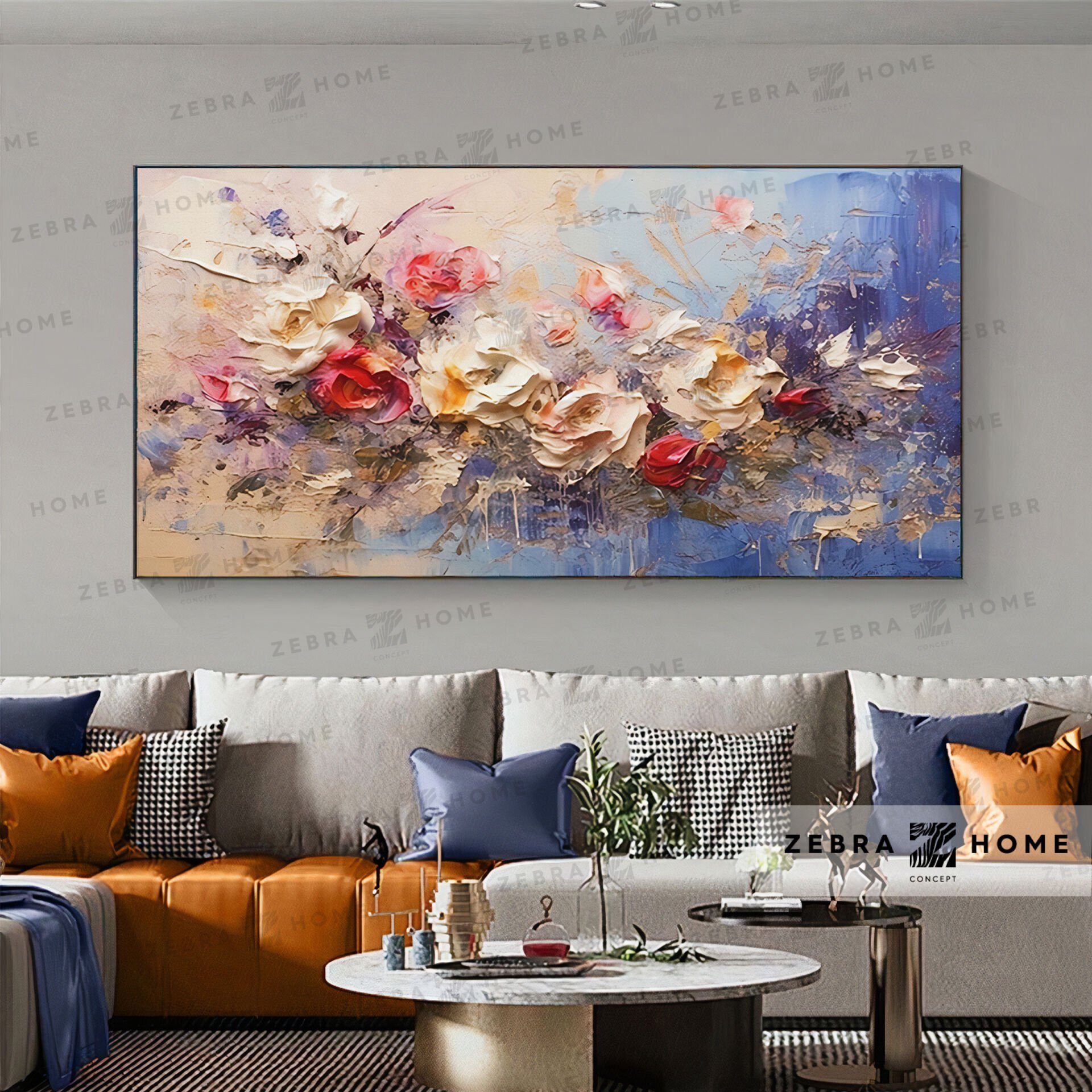 Yağlı Boya Dokulu Çiçek Tablo