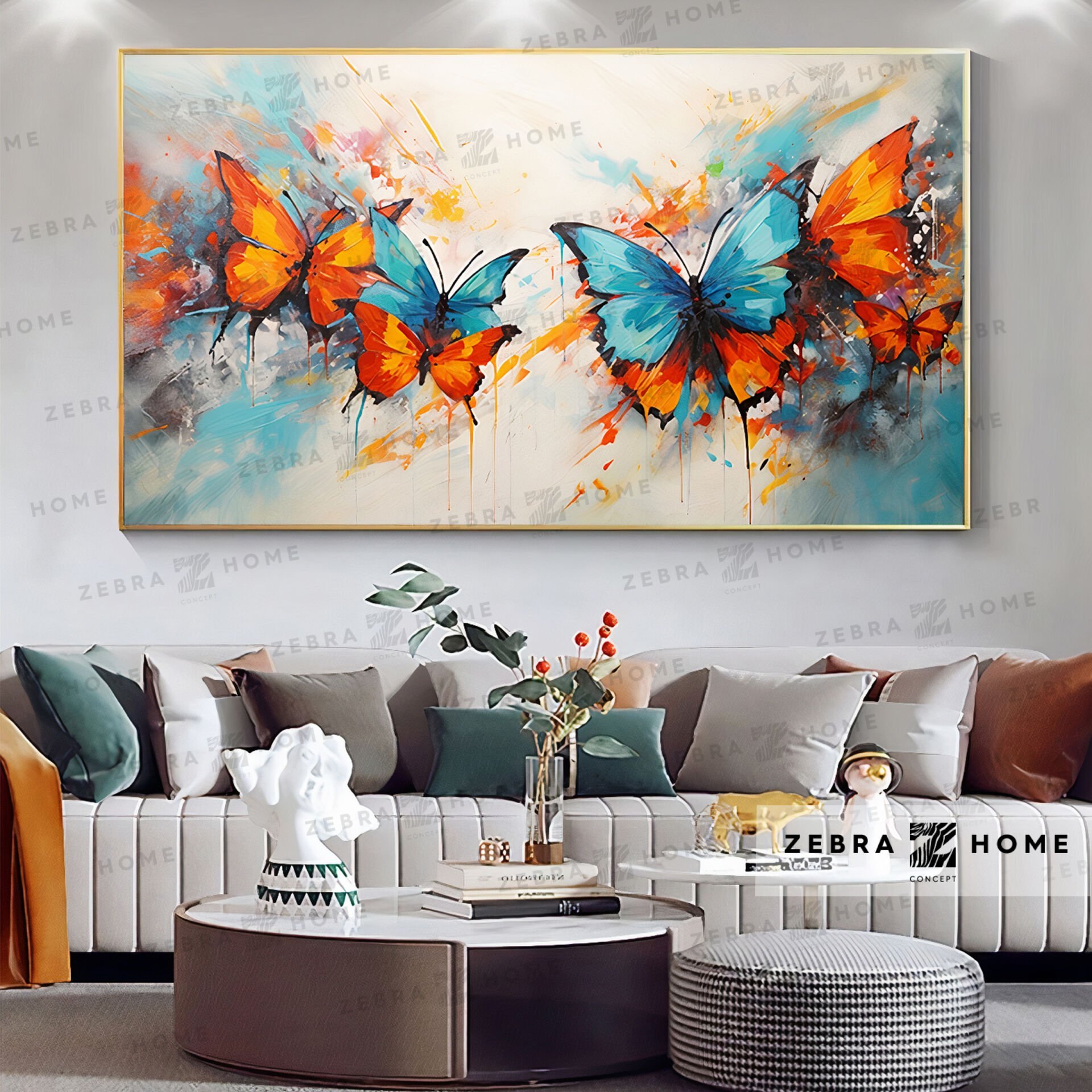 Yağlı Boya Dokulu Kelebek Tablo