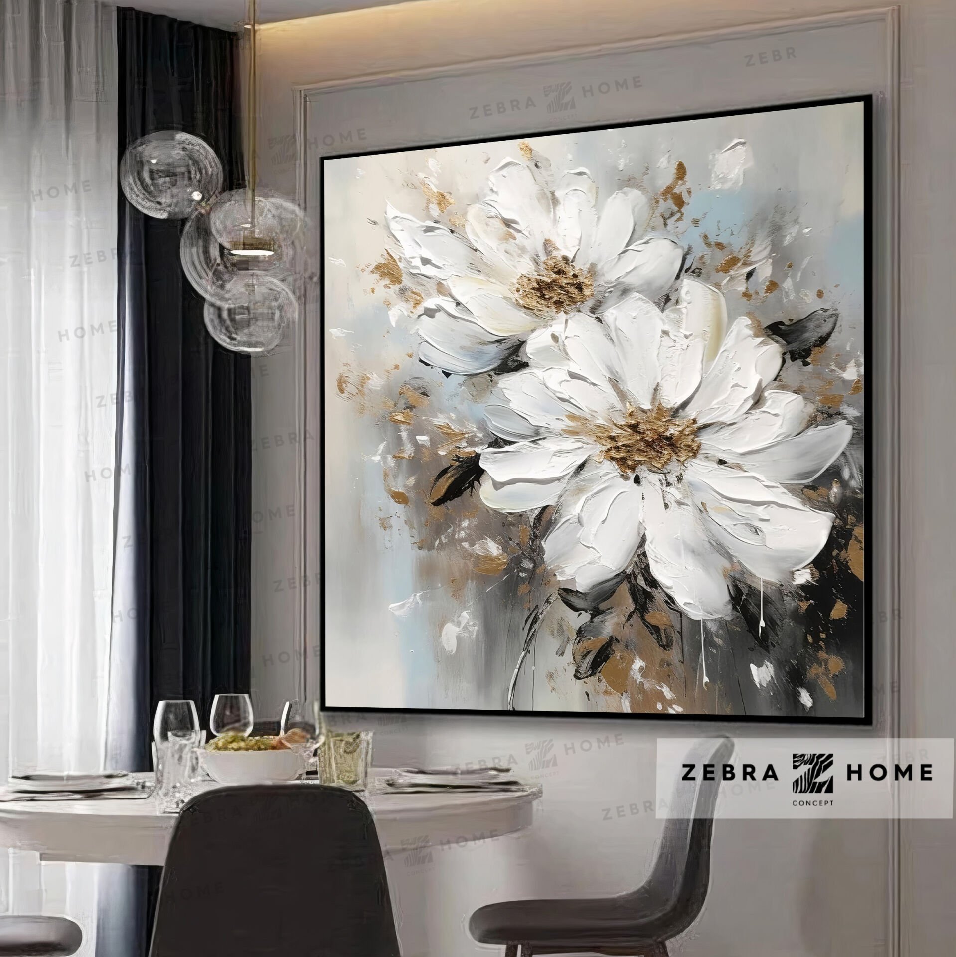 Yağlı Boya Dokulu Çiçek Tablo