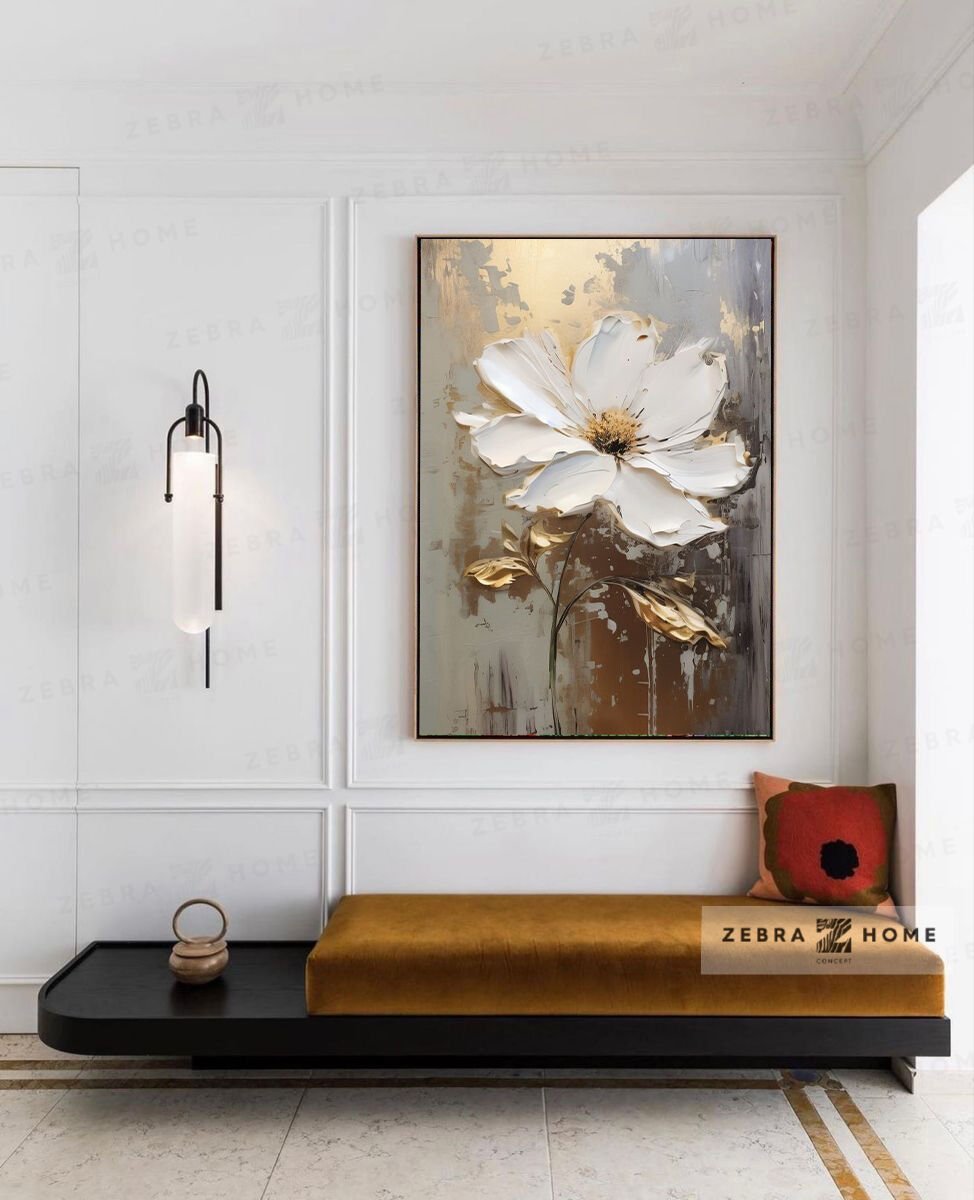 Yağlı Boya Dokulu Çiçek Tablo