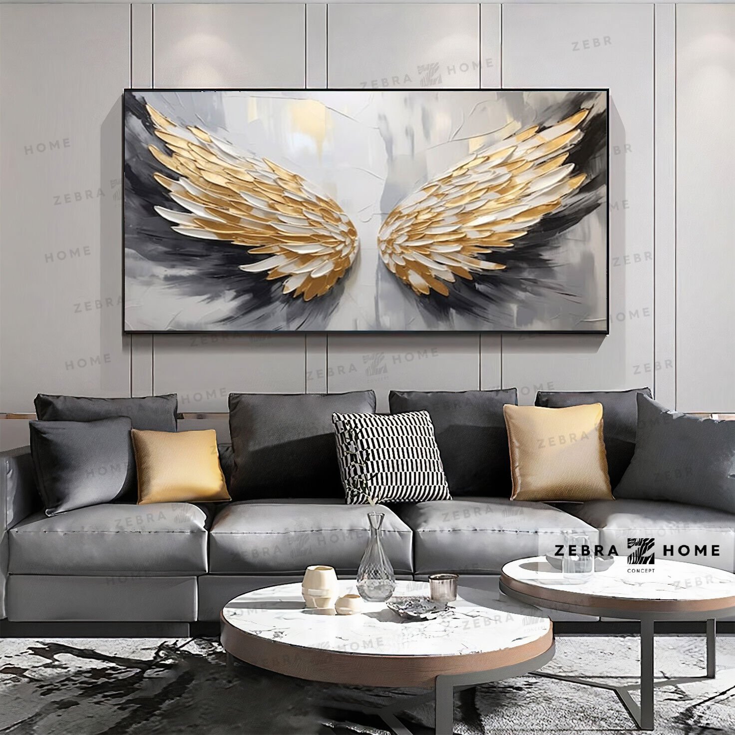 Yağlı Boya Dokulu Melek Kanadı Tablo