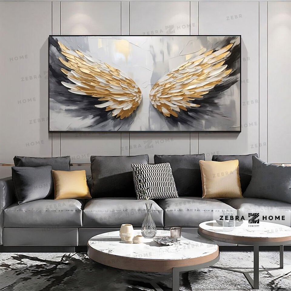 Yağlı Boya Dokulu Melek Kanadı Tablo