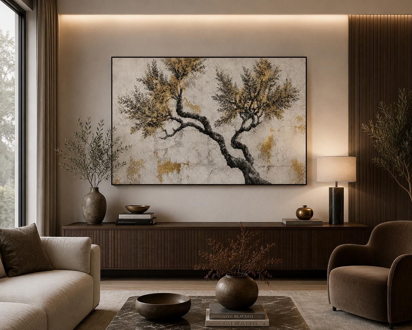 Yağlı Boya Dokulu Zeytin Ağacı Tablo