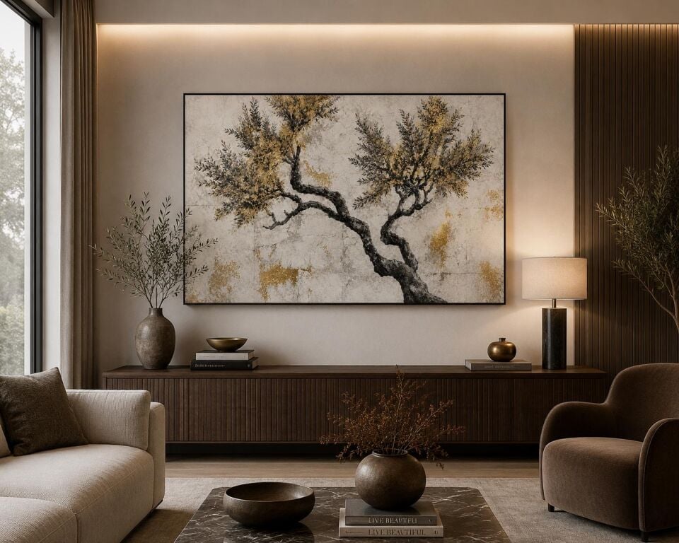 Yağlı Boya Dokulu Zeytin Ağacı Tablo