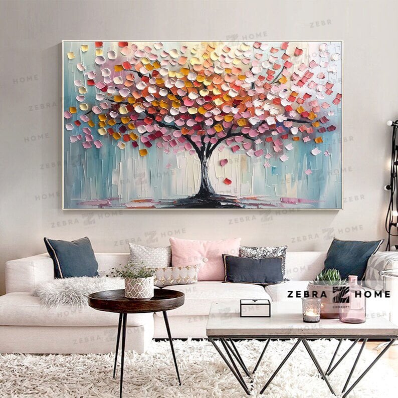 Yağlı Boya Dokulu Ağaç Tablo