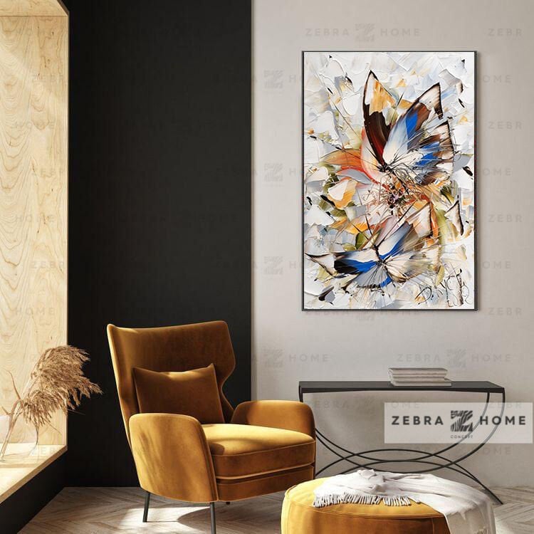 Yağlı Boya Dokulu Kelebek Tablo